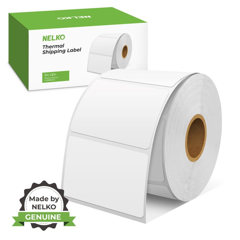 Nelko Genuine 3"" x 1"" Direct Thermal Label, Self-Adhesive Barcode Labels Compatible with Nelko PL70E Label Printers, No BPA & BPS, 1000 Labels (Commercial Grade) - Image 1